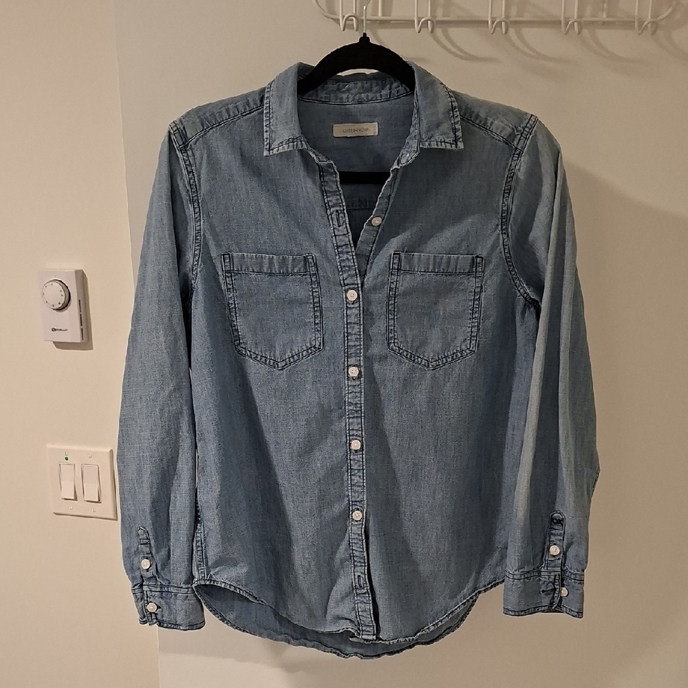 Outerknown Women's 100% Organic Cotton Blue Chambray Utility Shirt (Size XS)